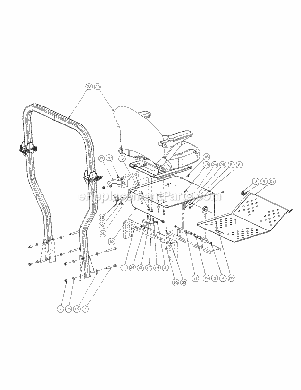 Seat Floor Panel Assembly Diagram and Parts List for M60-KH 53AH8CTX750 Cub Cadet Sprayer